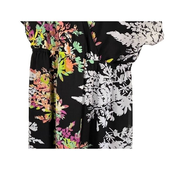 Lane Bryant Dress 18 Black Maxi Floral Tropical Fairy Whimsical 80s Y2K Grunge - Picture 4 of 15